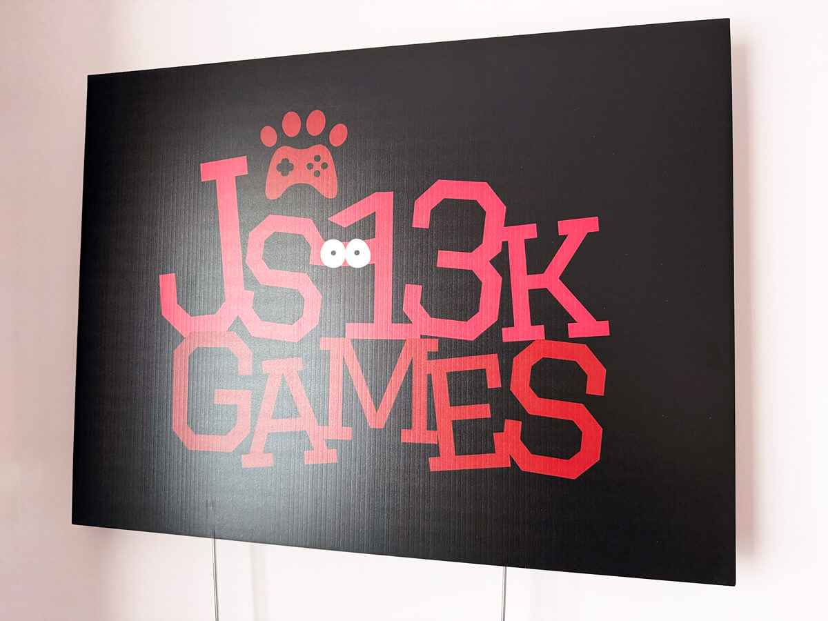 end3r's tweet card. js13kGames 2025 rigid yard sign