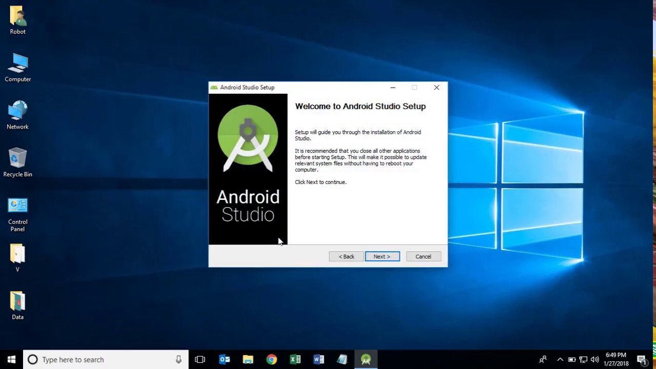 techwithrobot's tweet card. How to Install Android Studio 2018