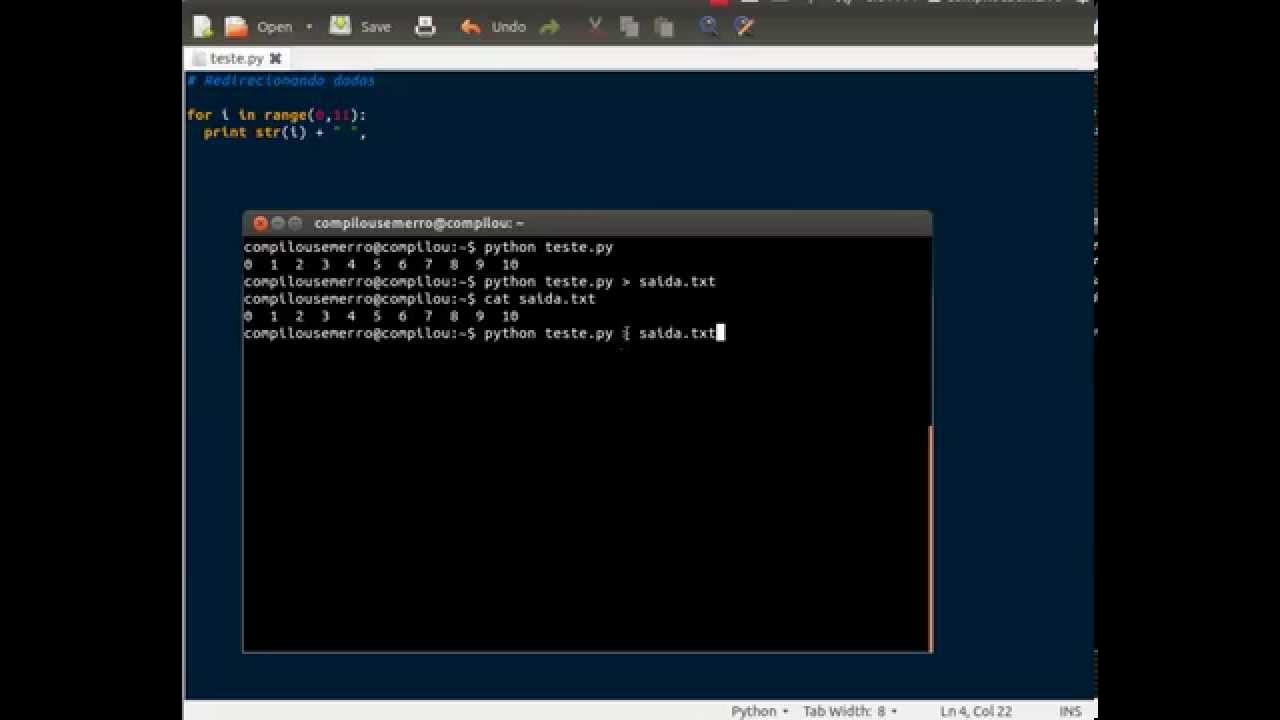 CompilouSemErro's tweet card. Dica Ubuntu: Redirecionando a saída de dados padrão