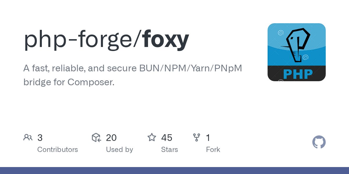 Terabytesoftw's tweet card. A fast, reliable, and secure BUN/NPM/Yarn/PNpM bridge for Composer. - php-forge/foxy