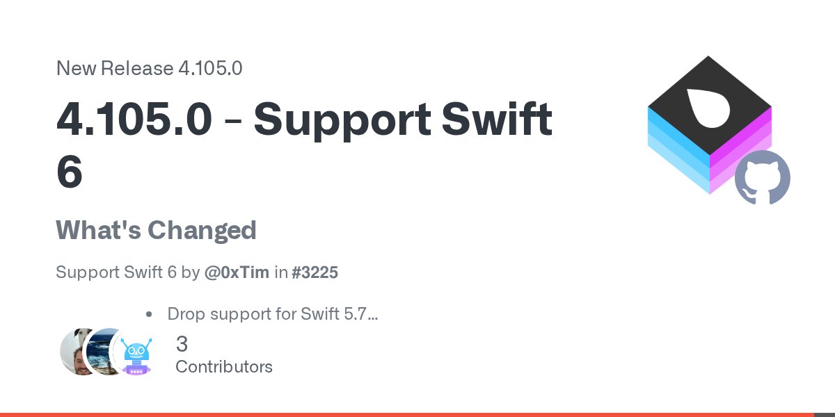 jcfmunoz's tweet card. What's Changed Support Swift 6 by @0xTim in #3225 Drop support for Swift 5.7 Fix warnings in Vapor with latest Swift 6 changes Fix tests on Linux nightlies Reviewers Thanks to the reviewers...