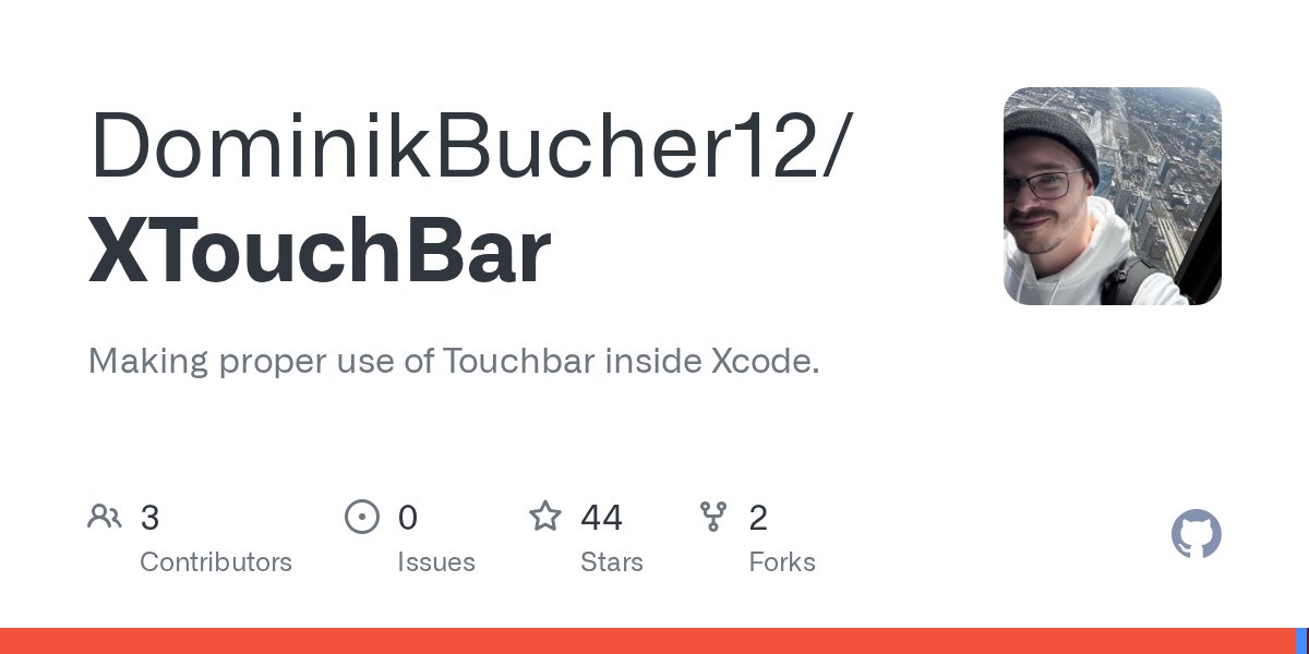 buchedom's tweet card. Making proper use of Touchbar inside Xcode. . Contribute to DominikBucher12/XTouchBar development by creating an account on GitHub.