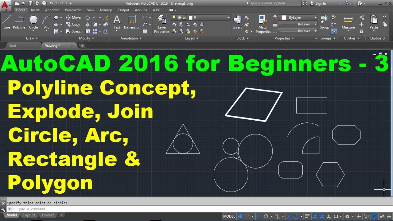 AutoCADTutor4U's tweet card. AutoCAD 2016 Tutorial for Beginners - 3 (Part 1 of 2)