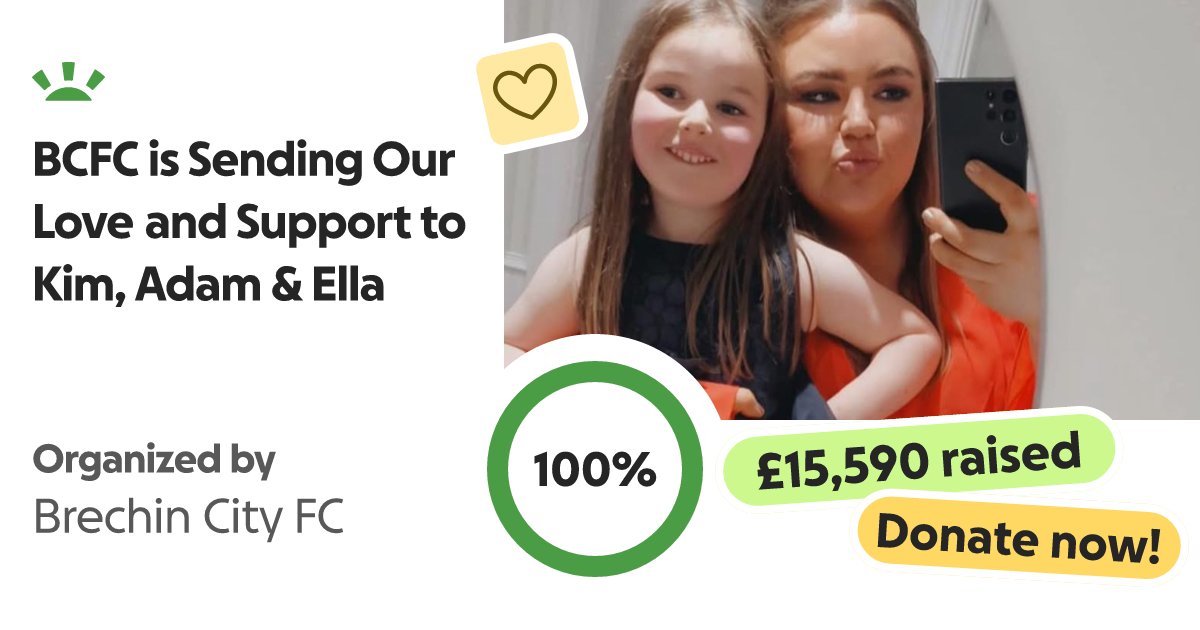 BrechinCityFC's tweet card. Brechin City FC and the wider community are coming together t… Brechin City FC needs your support for BCFC is Sending Our Love and Support to Kim, Adam & Ella ❤️