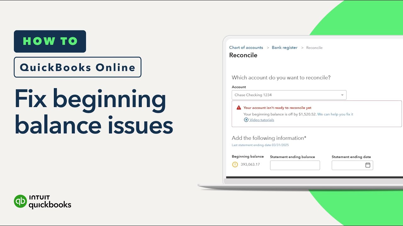 one8solutions's tweet card. How to fix beginning balance issues when reconciling in QuickBooks...