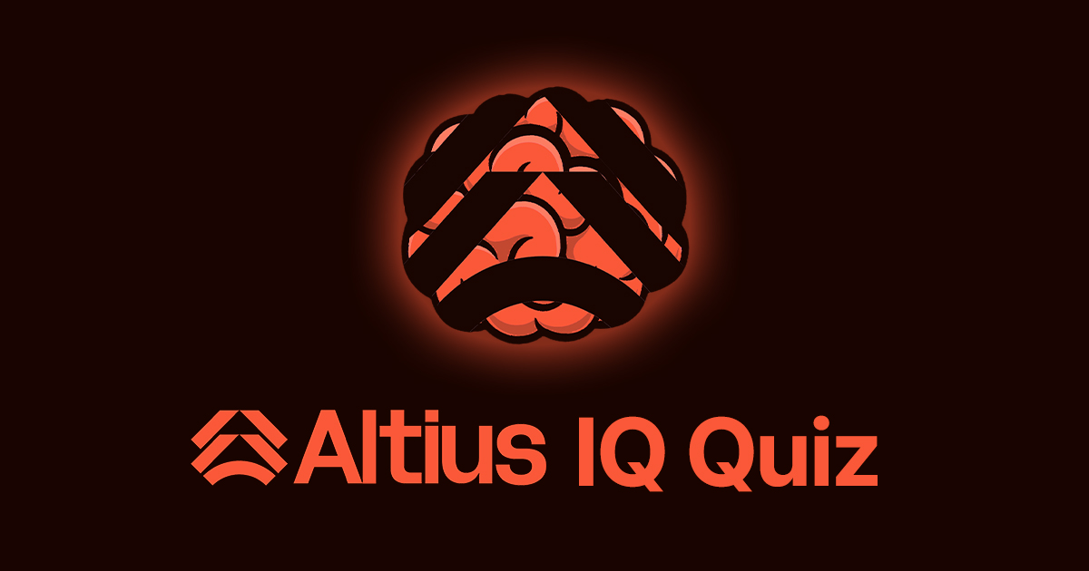 coreforgeAI's tweet card. Study Altius and Test your IQ!
