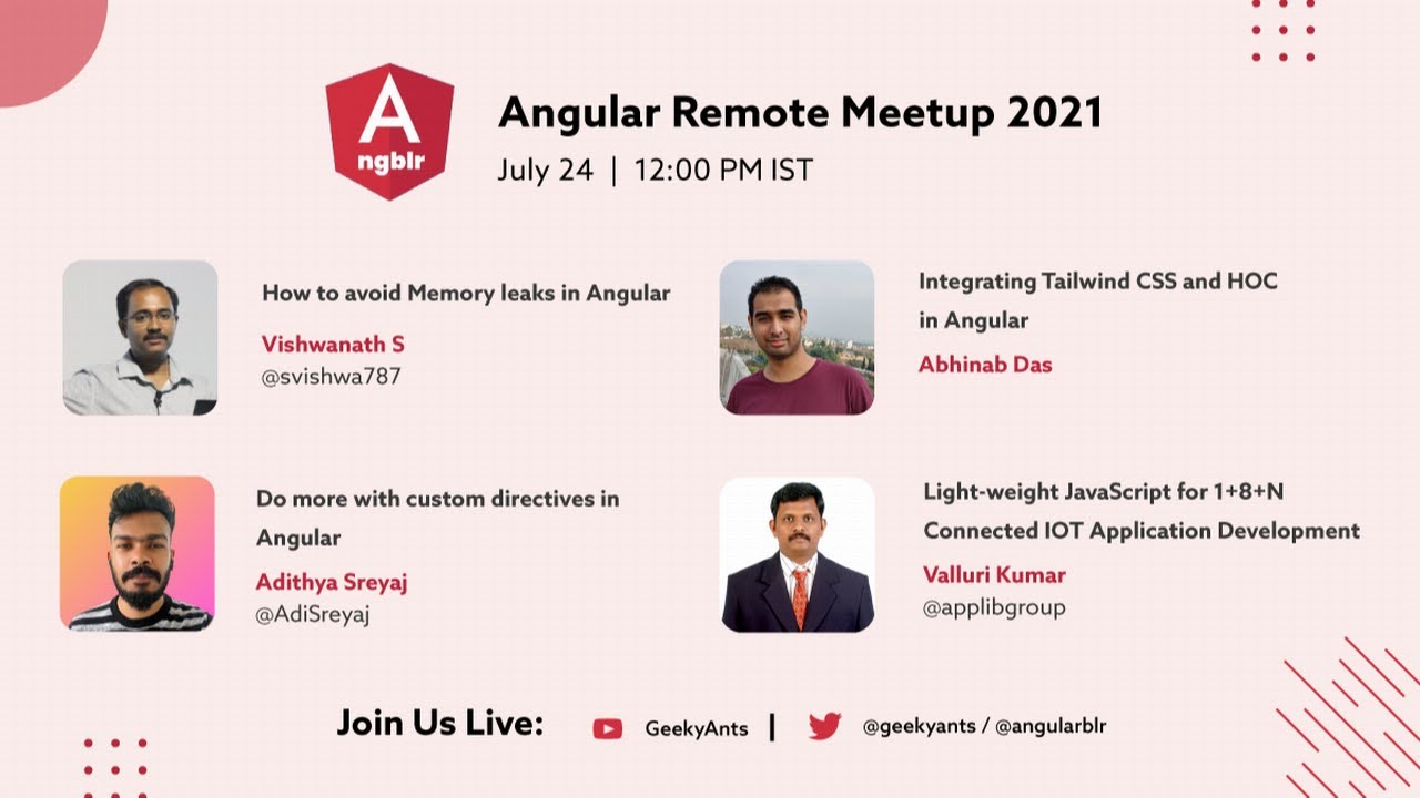 angularblr's tweet card. Angular Remote Meetup | July 2021