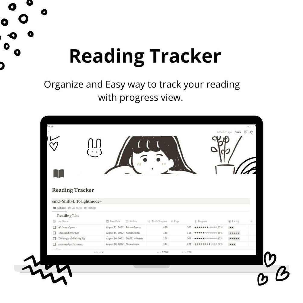notionvee's tweet card. Reading Tracker