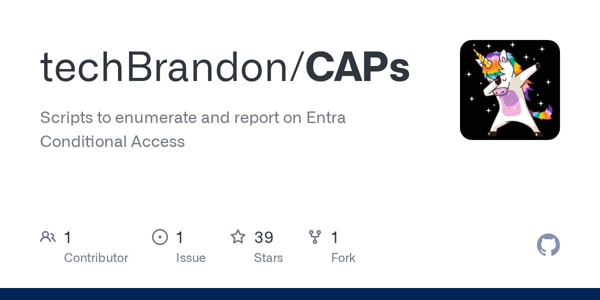 TechBrandon's tweet card. Scripts to enumerate and report on Entra Conditional Access - techBrandon/CAPs