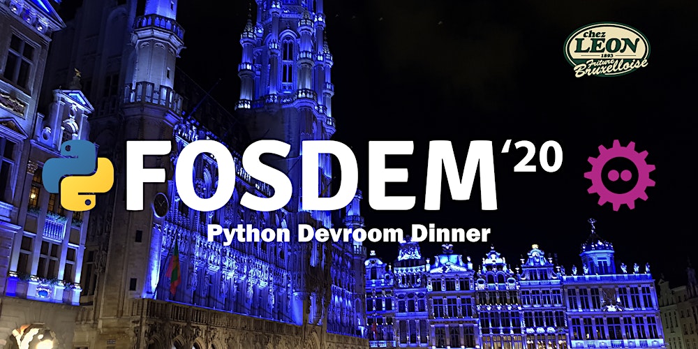 PythonFOSDEM's tweet card. FOSDEM 2020: Python Devroom Community Dinner