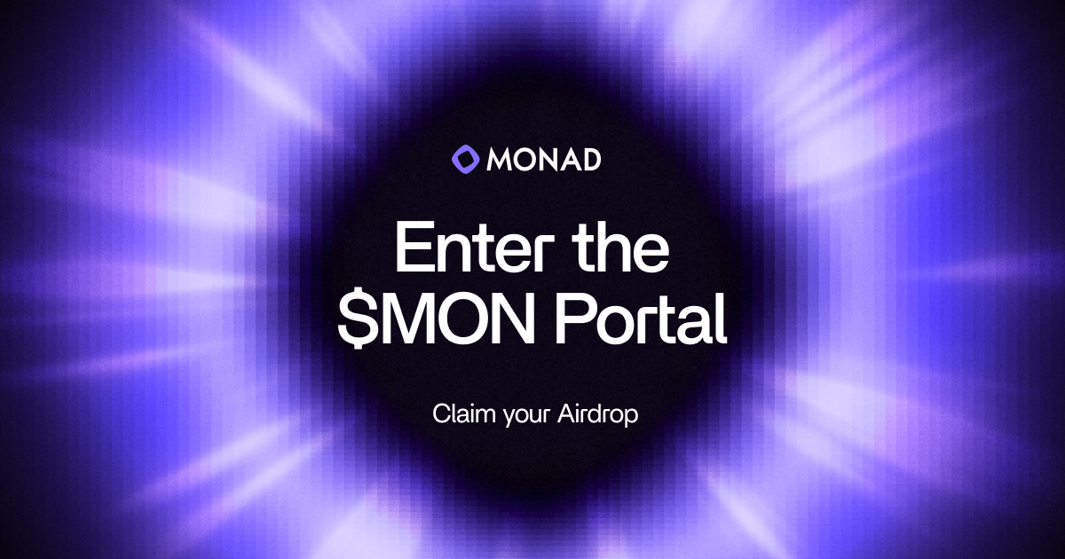 monad's tweet card. Official Monad airdrop claim. Connect your crypto wallet and web3 social accounts to see if you're eligible for rewards.
