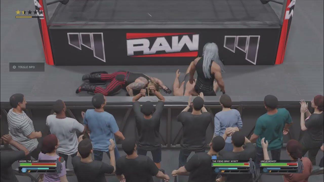 michaelraf21093's tweet card. WWE 2K25 andre the giant vs uncle howdy fiend