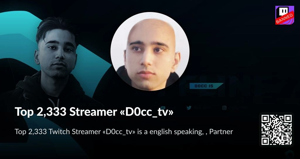BetterBanned's tweet card. D0cc_tv is a english speaking, Twitch Partner - Top 2339 Twitch Streamer