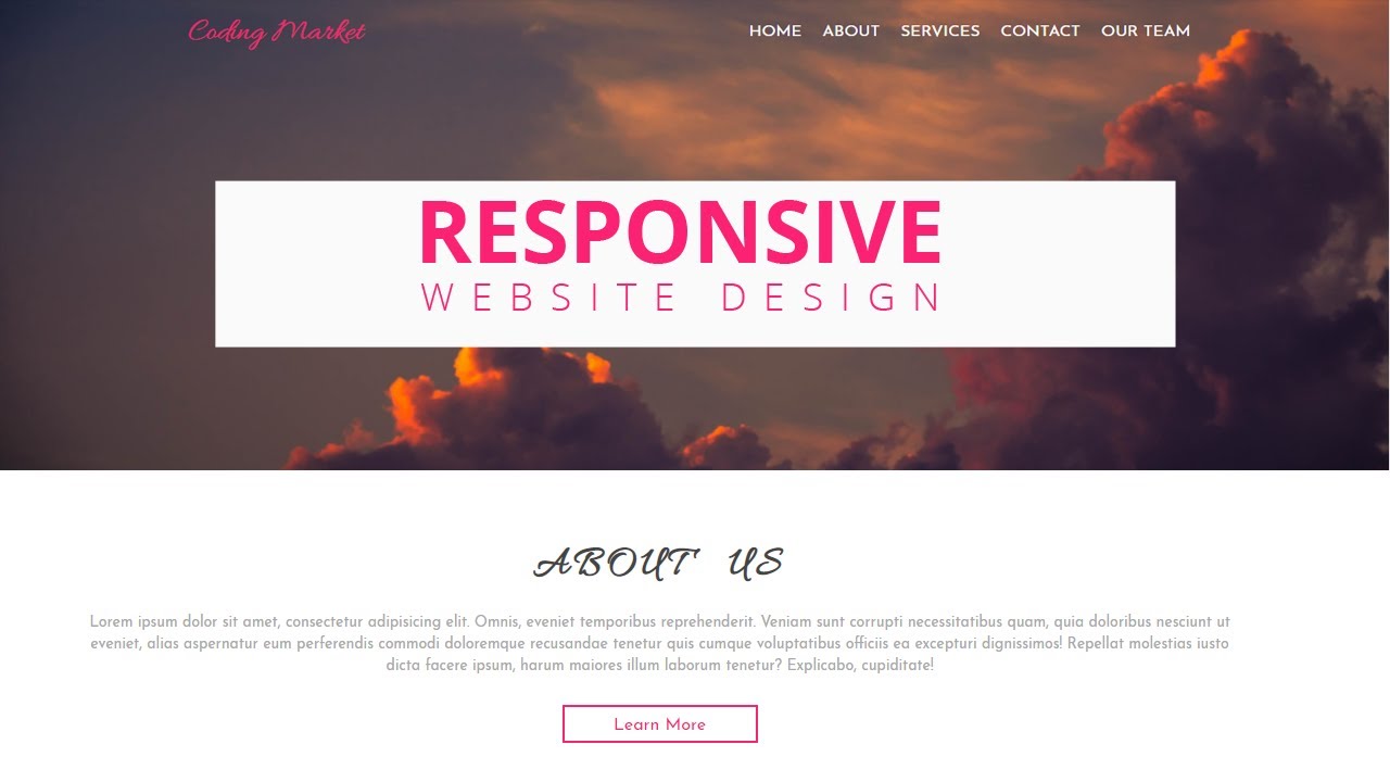 coding_market's tweet card. How to Make a Responsive Website Using Pure HTML and CSS | Step By...