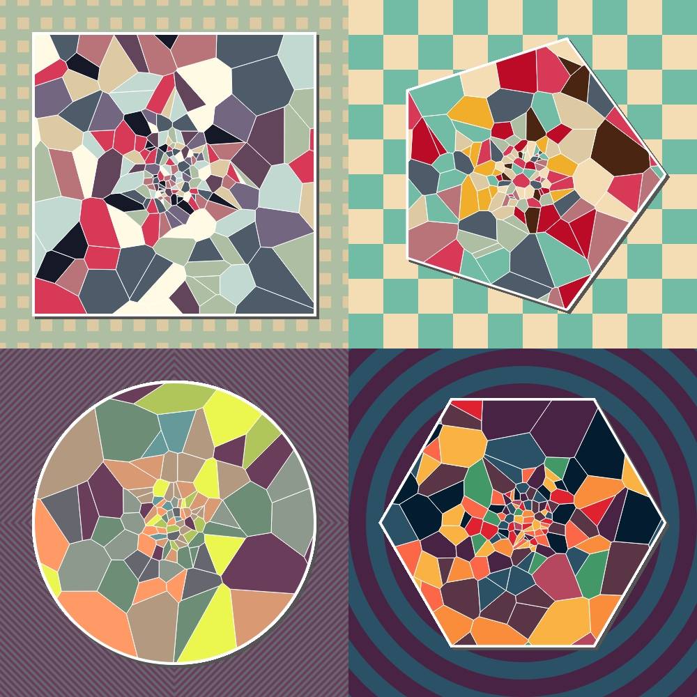 Artofcode_NFT's tweet card. 999 Unique Voronoi diagram art in shapes