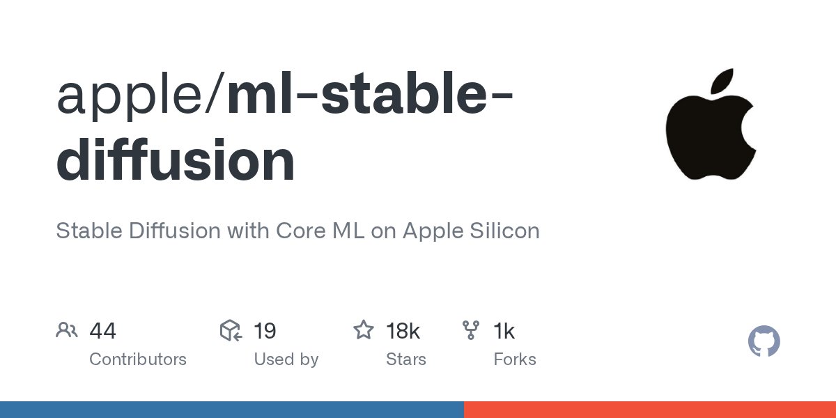 wattmaller1's tweet card. Stable Diffusion with Core ML on Apple Silicon. Contribute to apple/ml-stable-diffusion development by creating an account on GitHub.