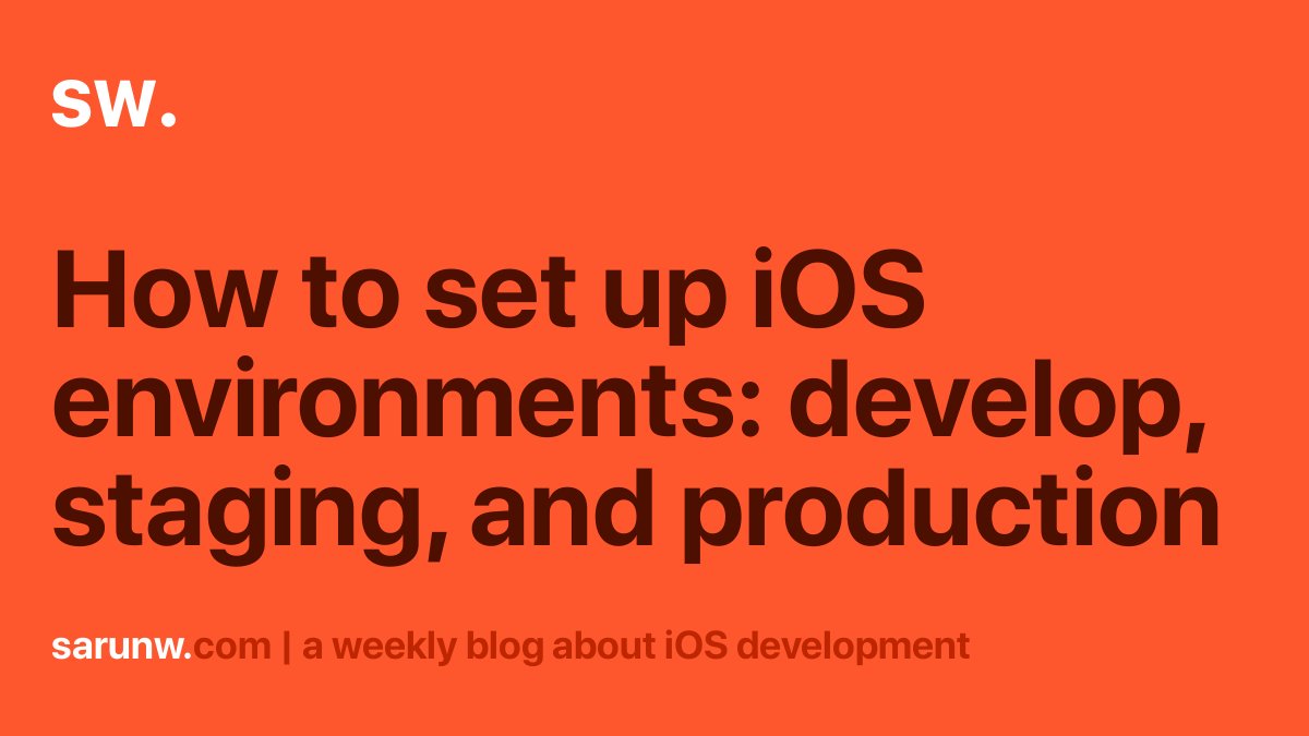 sarunw's tweet card. Learn how to create a separate environment for your app with the help of Configuration and Scheme. Create a different app and variables for each environment on the same codebase.