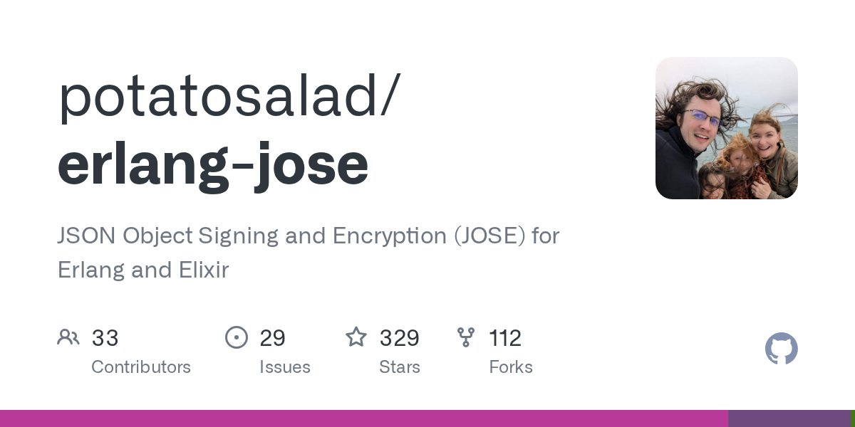 optimistic_dev's tweet card. JSON Object Signing and Encryption (JOSE) for Erlang and Elixir - potatosalad/erlang-jose