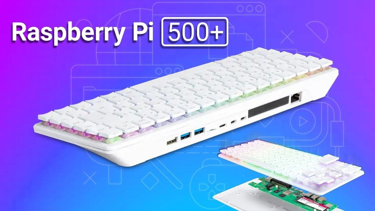relaitool's tweet card. Meet the Raspberry Pi 500 Plus: the all-in-one PC with a mechanical keyboard, RGB lighting, and powerful features in a compact design.