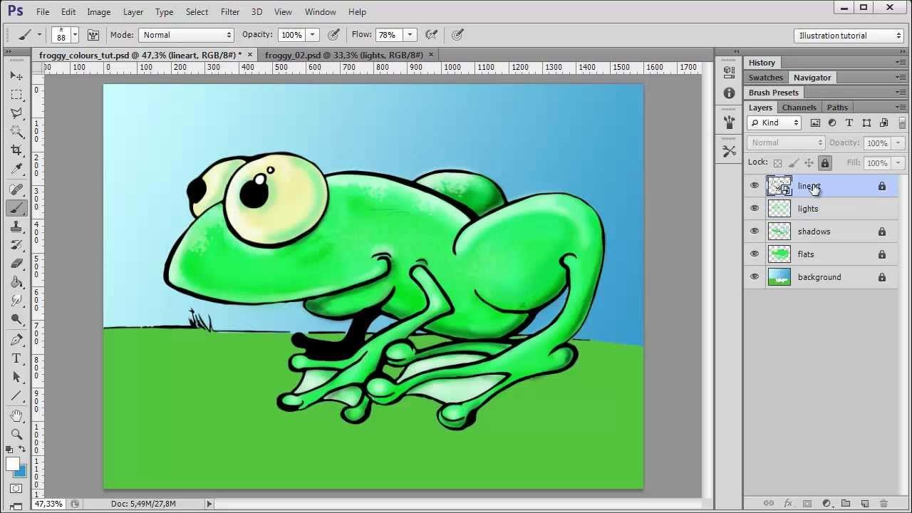 PhotoshopHaven's tweet card. Digital Illustration: Colouring line art in Photoshop