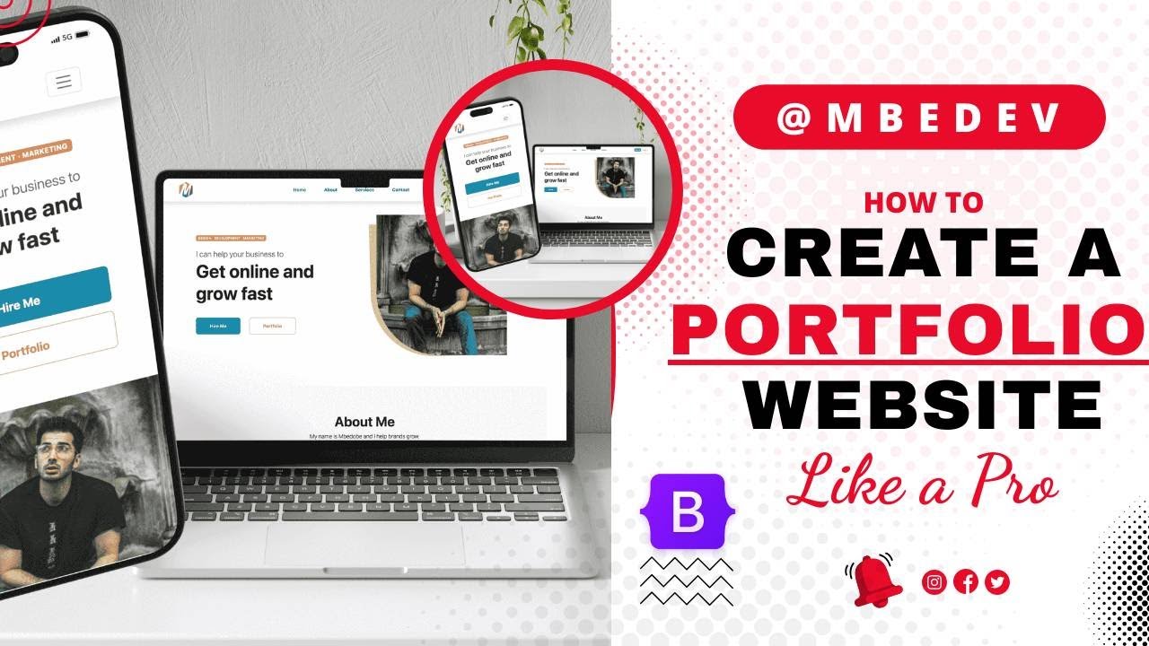 kd_mbedobe's tweet card. Create a Responsive Bootstrap 5 Portfolio Website | Full Tutorial 2024