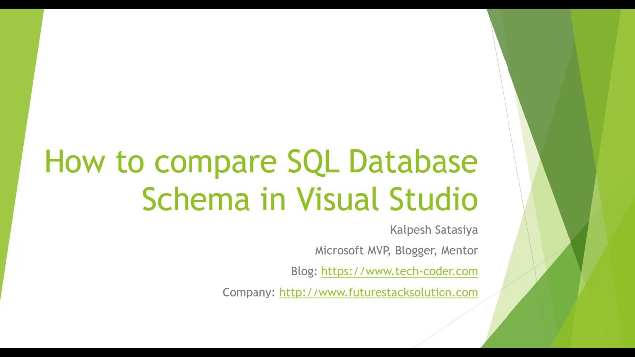 satasiyakalpesh's tweet card. How to Compare SQL Database Schema in Visual Studio