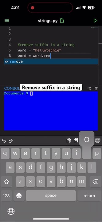 hello_techie's tweet card. How to remove suffix in a string using Python #pythontutorialforbeg...