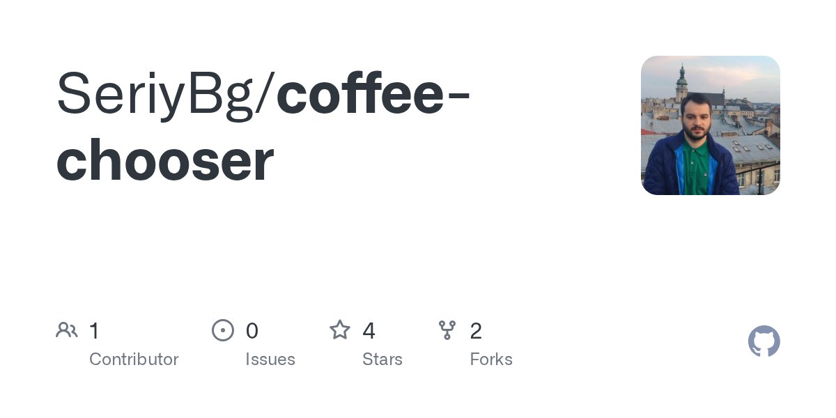 BishyrS's tweet card. Contribute to SeriyBg/coffee-chooser development by creating an account on GitHub.