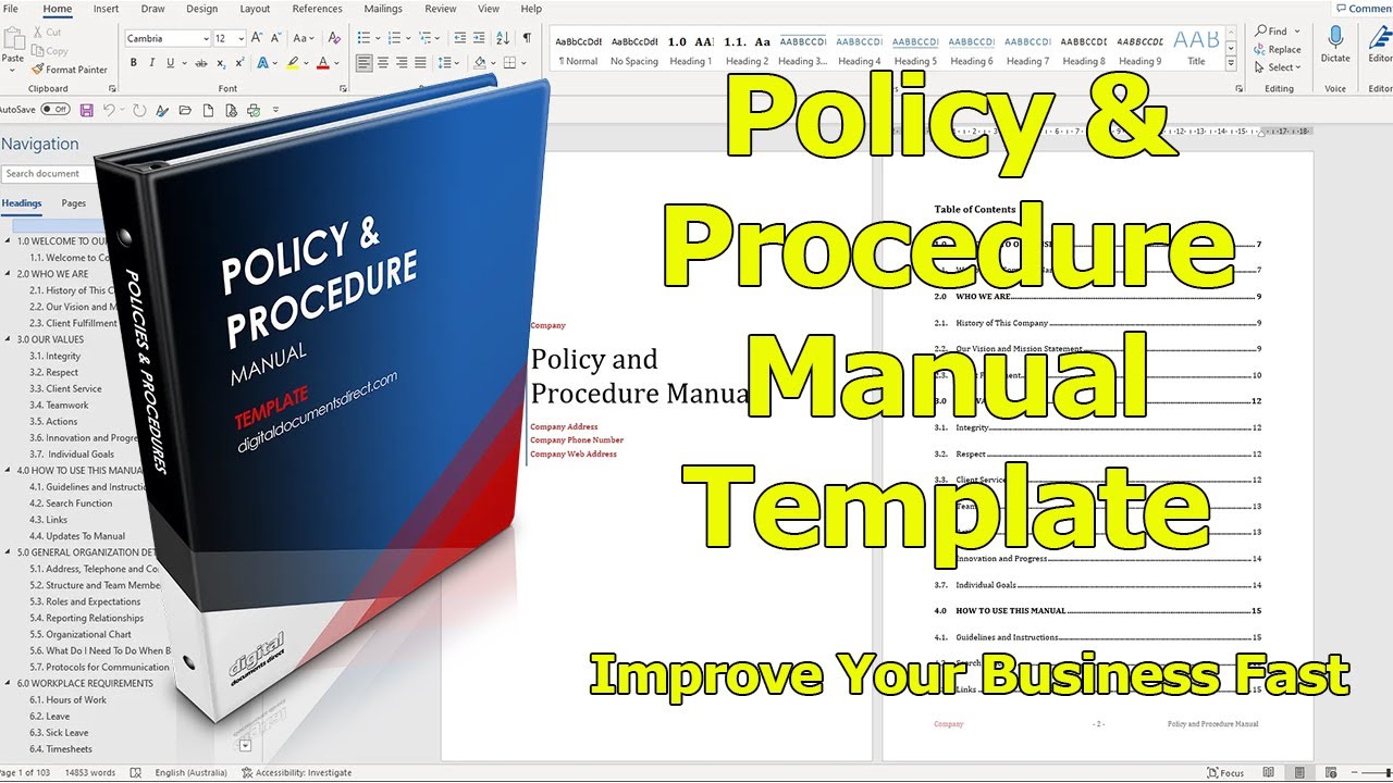 DigDocsDirect's tweet card. Policy and Procedure Manual Template Created in MS Word - Easy and...