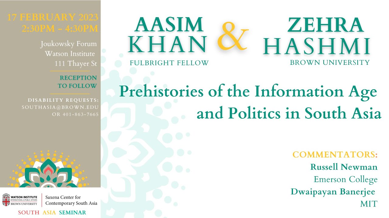 Watson_School's tweet card. Prehistories of the Information Age and the Politics in South Asia