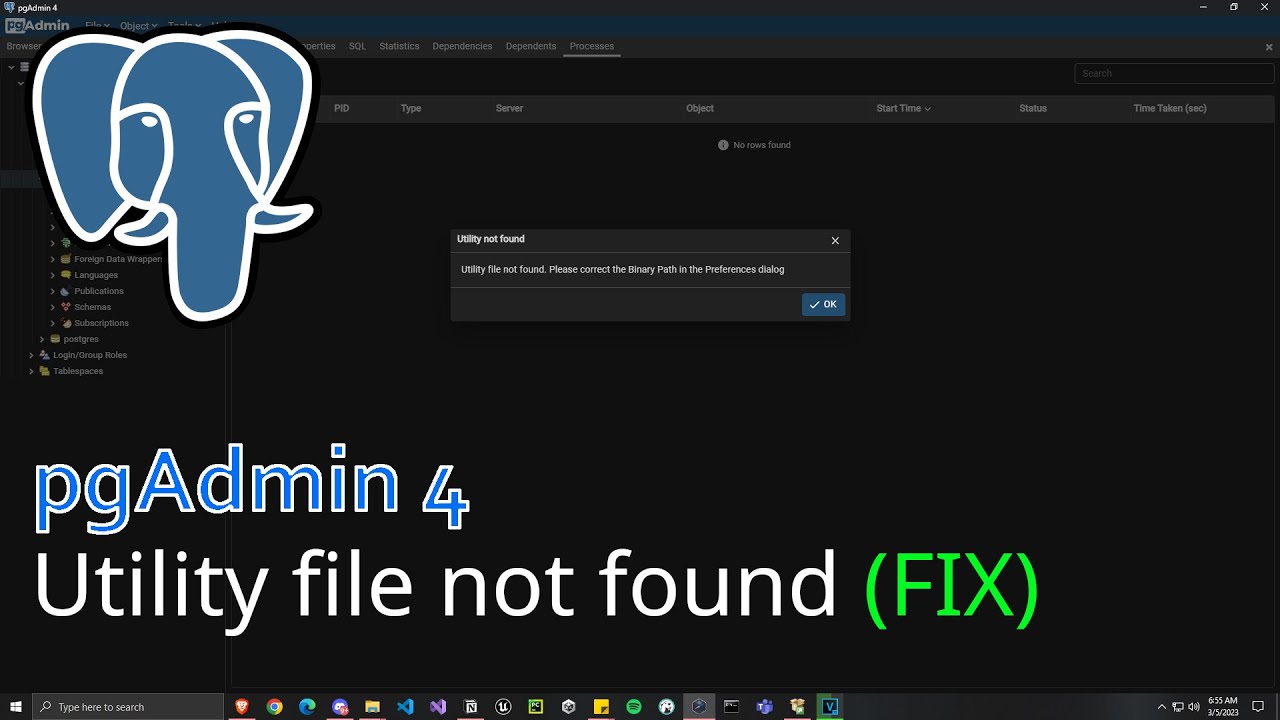 thecodingzebra's tweet card. pgAdmin 4 - Utility file not found. Please correct the Binary Path in...