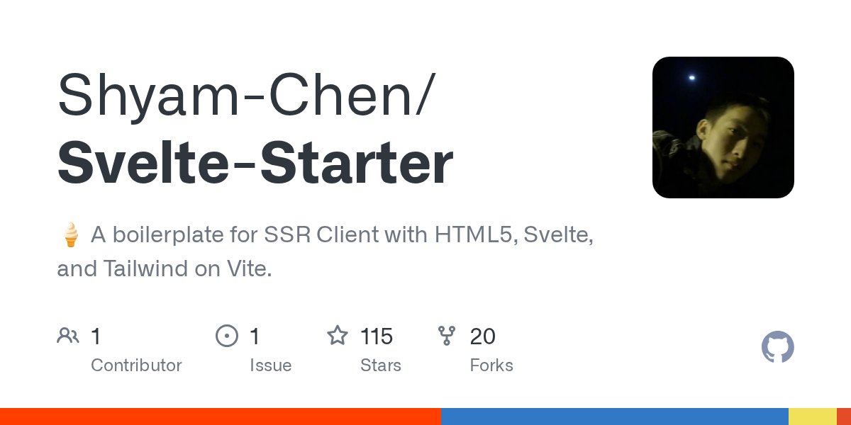 gitlotto_js's tweet card. :icecream: A boilerplate for SSR Client with HTML5, Svelte, and Tailwind on Vite. - Shyam-Chen/Svelte-Starter