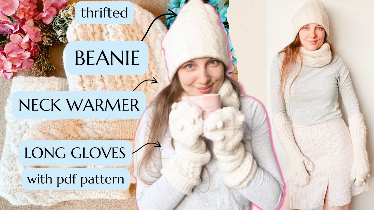 Sparrowrefashi1's tweet card. How To sew Long Mitten Gloves , Beanie and Neck warmer ( free pdf...