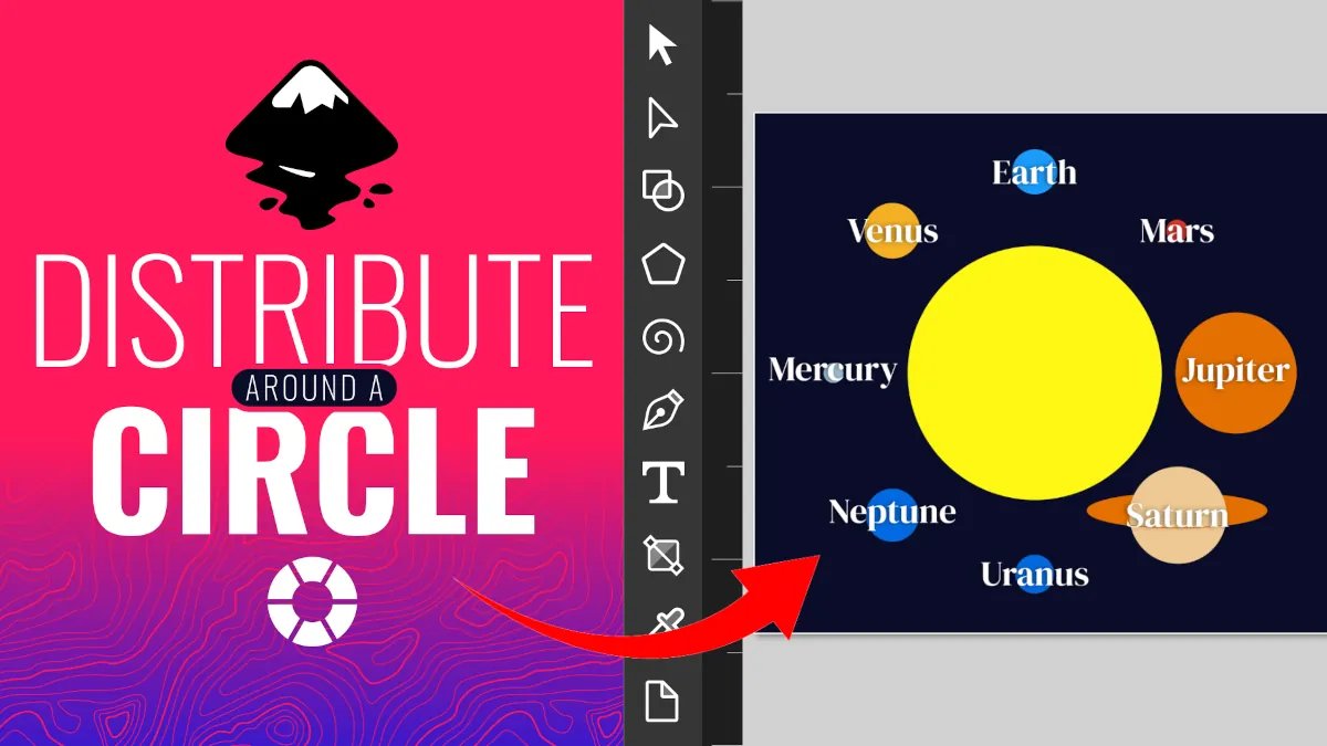 DaviesMediaDes's tweet card. In this Inkscape video tutorial for beginners, I show you how to place or distribute multiple objects around a circle.