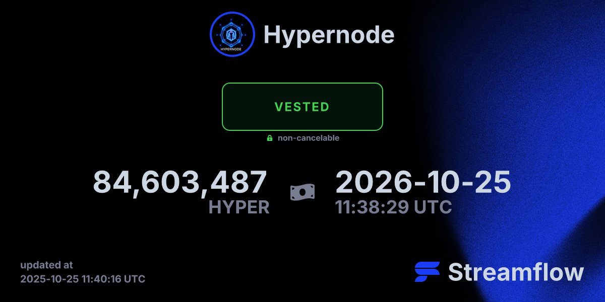 hypernode_sol's tweet card. Streamflow is the leading multi-chain asset streaming protocol specializing in token vesting and treasury management solutions.