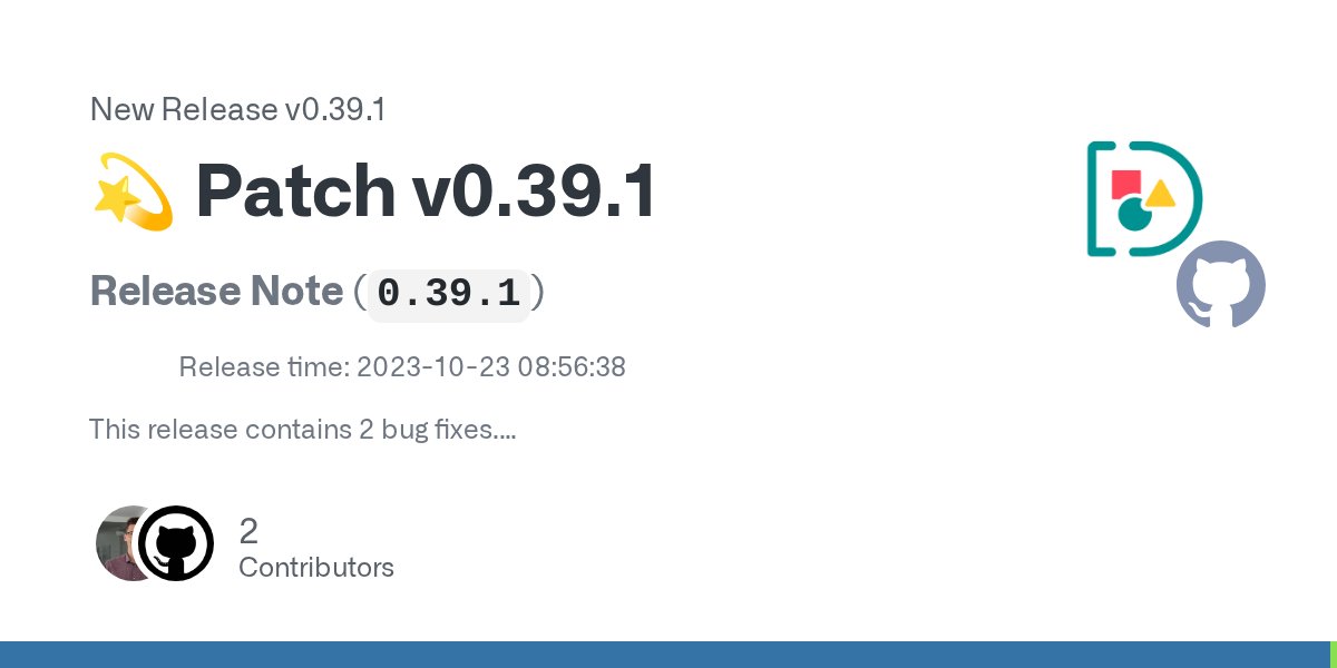 docarray's tweet card. Release Note (0.39.1) Release time: 2023-10-23 08:56:38 This release contains 2 bug fixes. 🐞 Bug Fixes From_dataframe with numpy==1.26.1 (#1823) A recent update to numpy has changed some of the v...