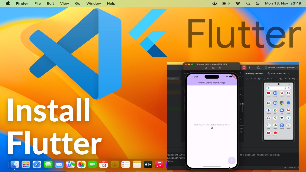 ProgrammingKnow's tweet card. How to Install Flutter on Visual Studio Code On Mac | With Emulator (...