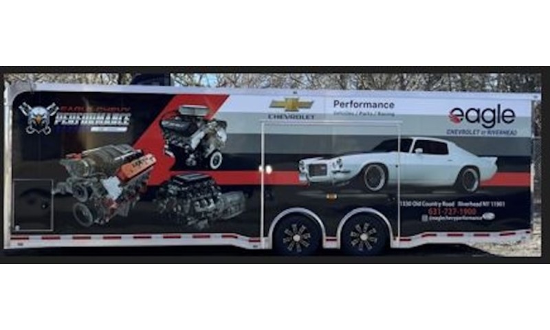 TrackemGPS's tweet card. Riverhead Police said a 24-foot enclosed trailer containing auto parts was stolen from Eagle Chevrolet on Route 58 Feb 16 at 7:15 p.m. by two people in a Chevrolet Silverado.