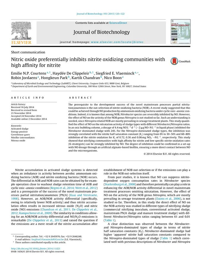 DocsDel's tweet card. The prerequisite to the development success of the novel mainstream processes partial nitritation/anammox is the out-selection of nitrite oxidizing...