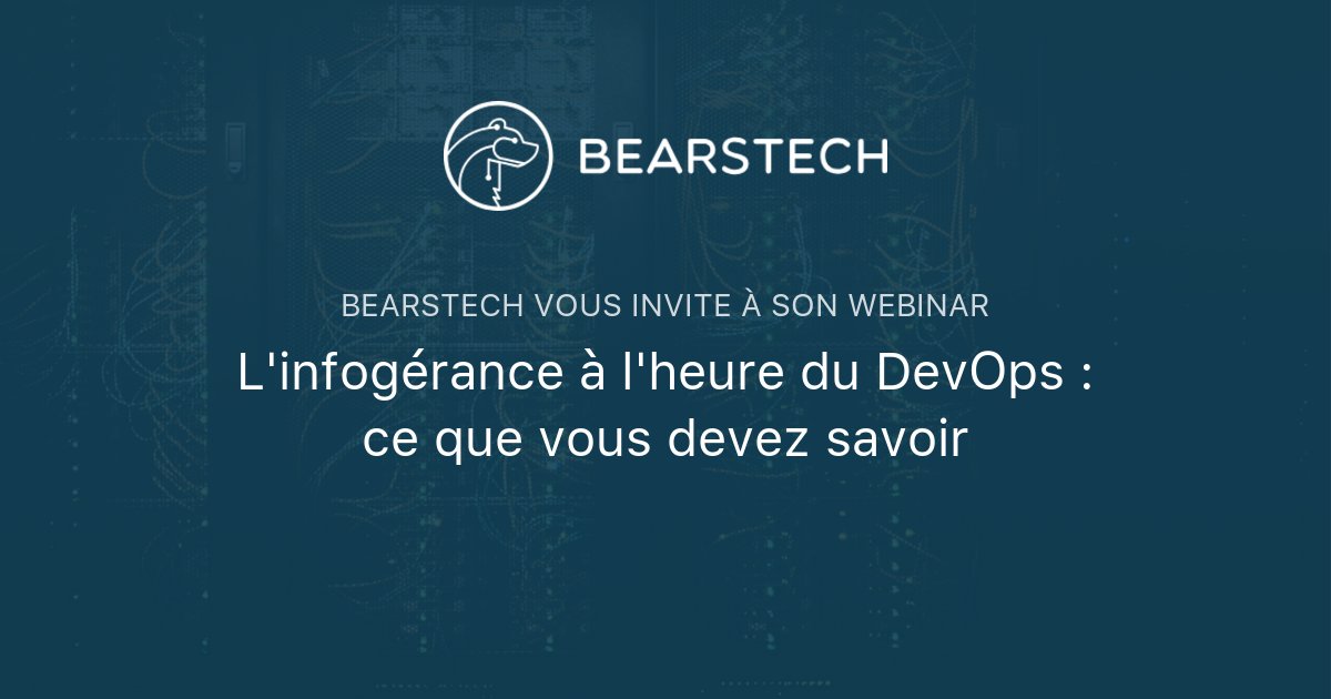bearstech's tweet card. Votre application rame ? Votre infogéreur ignore vos demandes ? Vous gérez une dette technique croissante et des failles de sécurité ?Performance, sécurité et support : l'infogérance joue un rôle c...
