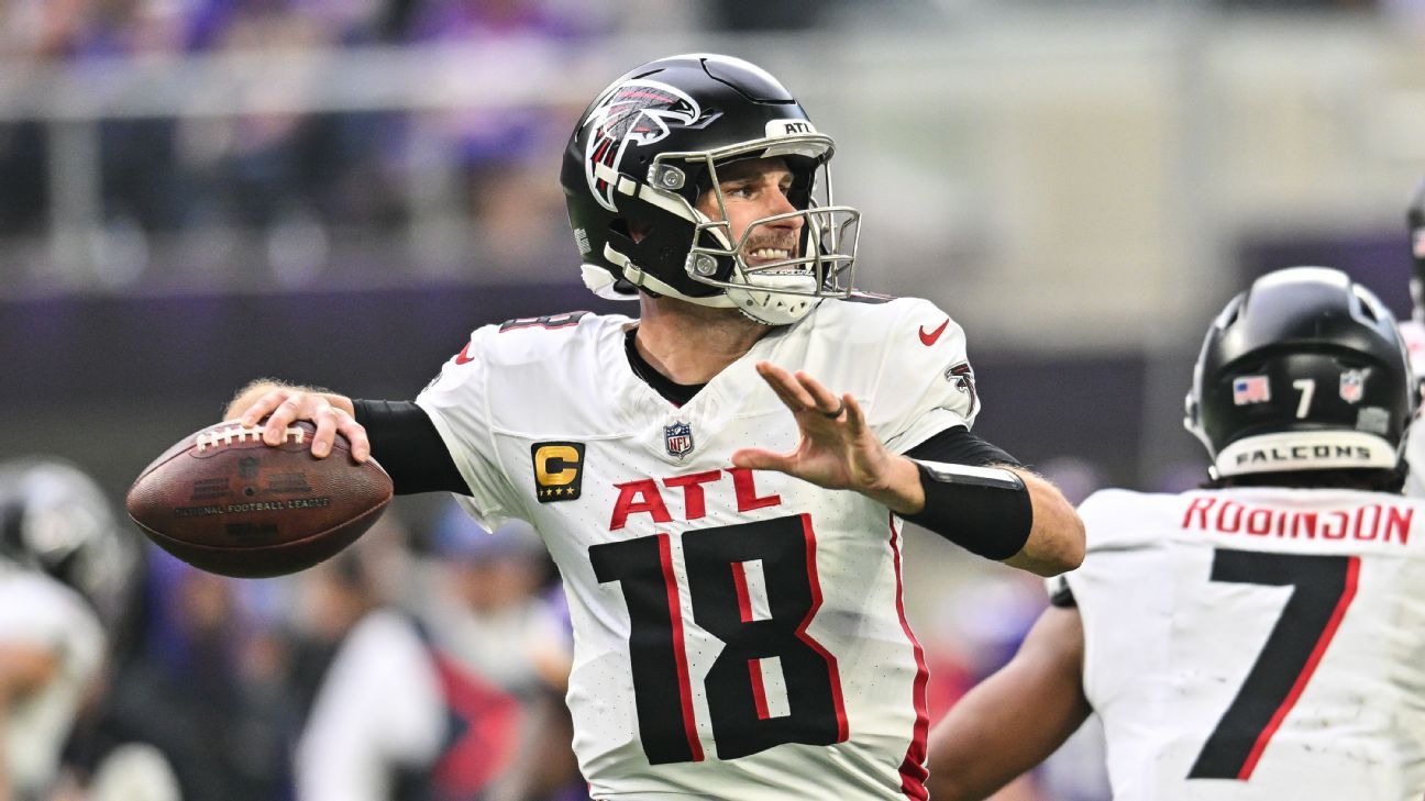 andreabox0's tweet card. Kirk Cousins is "highly likely" to be the Falcons' starting quarterback against the Dolphins, sources told ESPN's Adam Schefter, as Michael Penix Jr. deals with a bone bruise in his left knee.