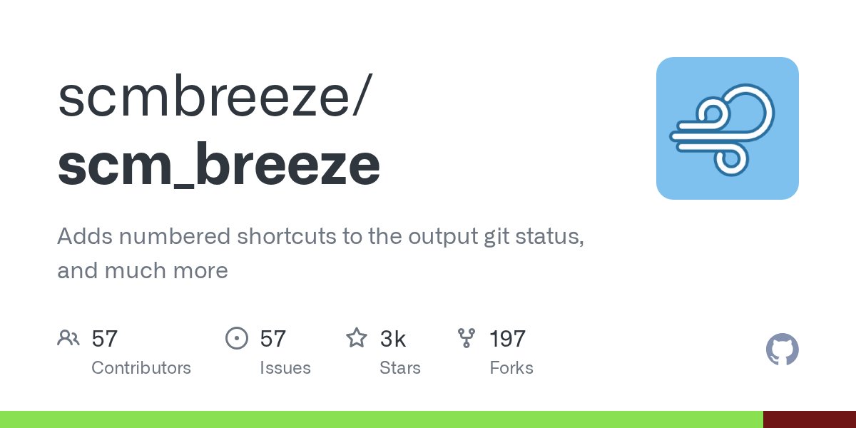 subhrajitdotme's tweet card. Adds numbered shortcuts to the output git status, and much more - scmbreeze/scm_breeze
