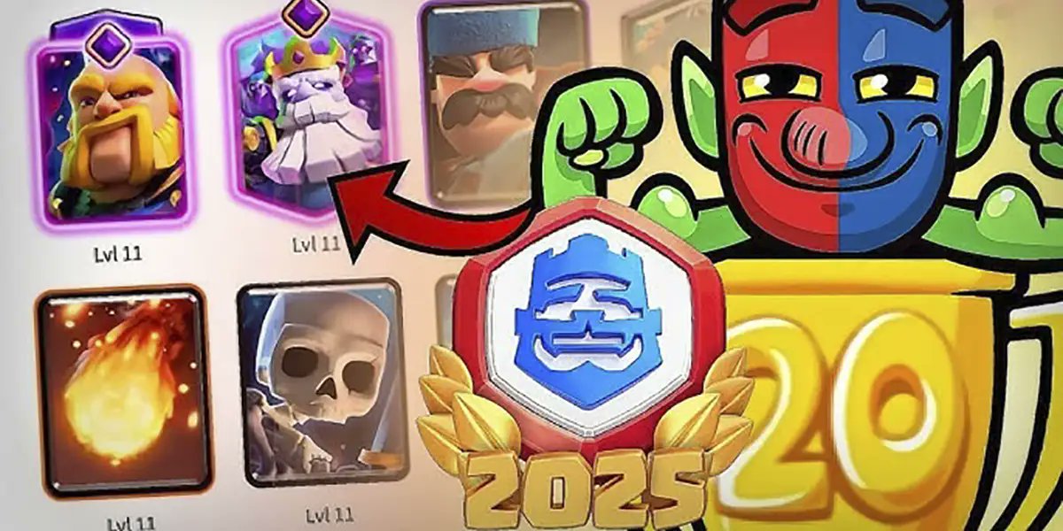 Androidphoria's tweet card. Entra aquí y descubre cuáles son los 5 mejores mazos para el Desafío de 20 victorias de Clash Royale de 2025.