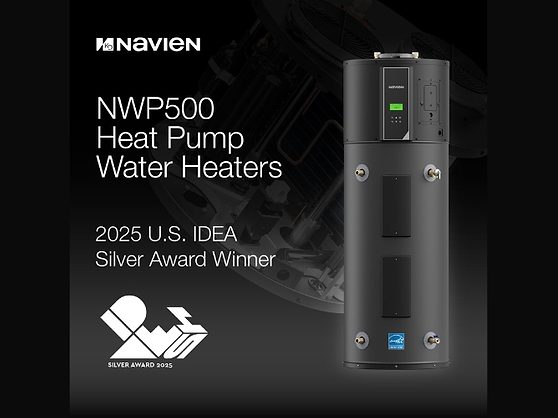 phcppros's tweet card. Navien is proud to announce that its NWP500 Heat Pump Water Heater has been awarded the Silver Prize at the 2025 International Design Excellence Awards (IDEA).