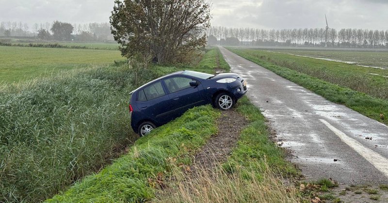 Auto aangetroffen boven sloot in Winkel