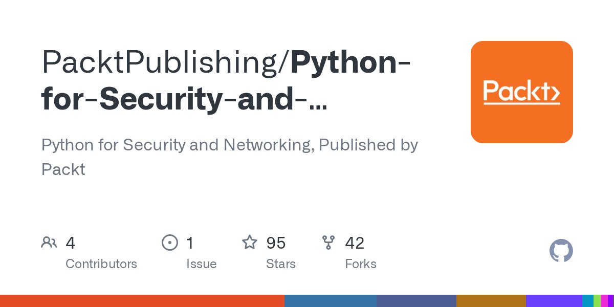 ksg93rd's tweet card. Python for Security and Networking, Published by Packt - PacktPublishing/Python-for-Security-and-Networking