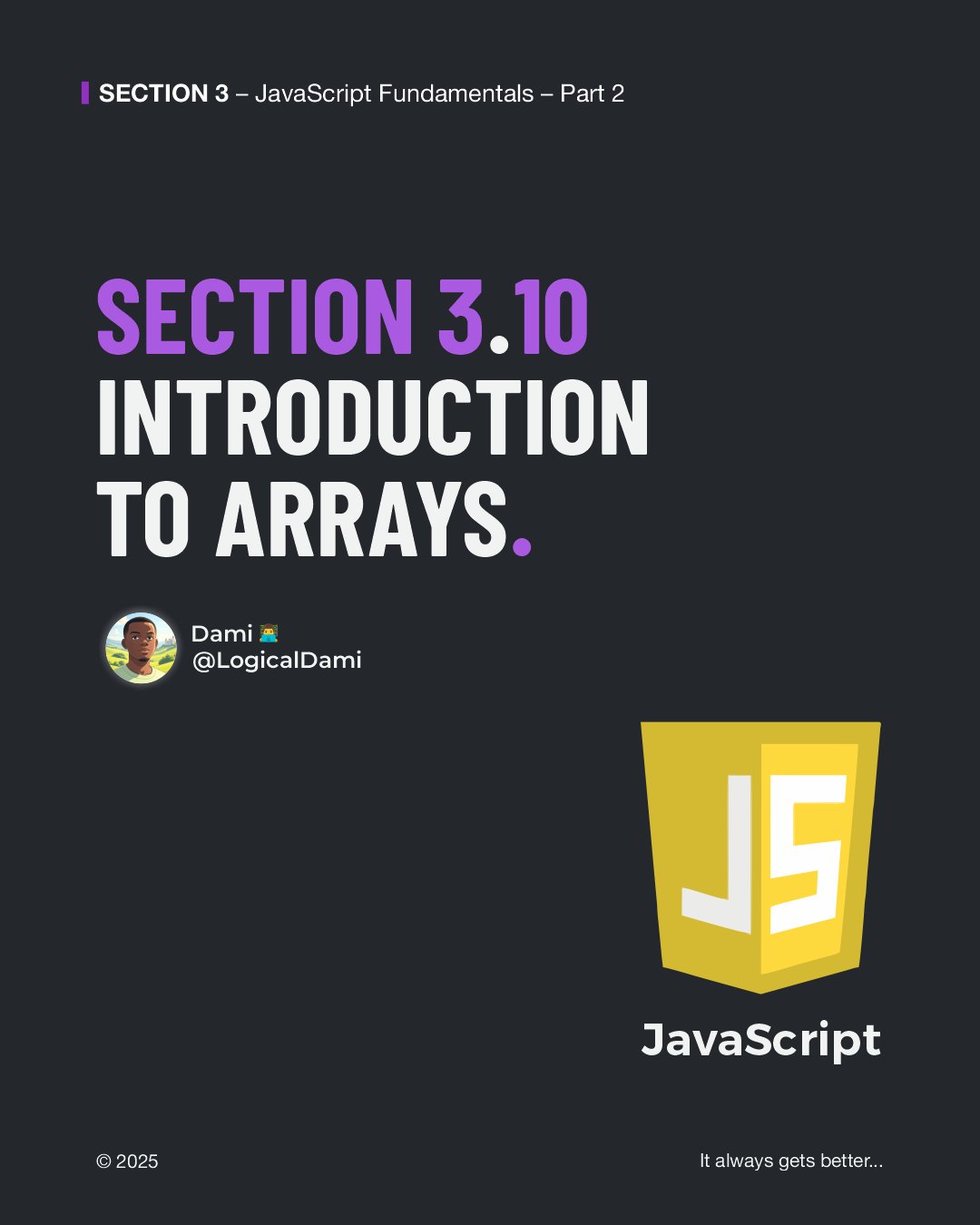 LogicalDami's tweet card. Learning JavaScript