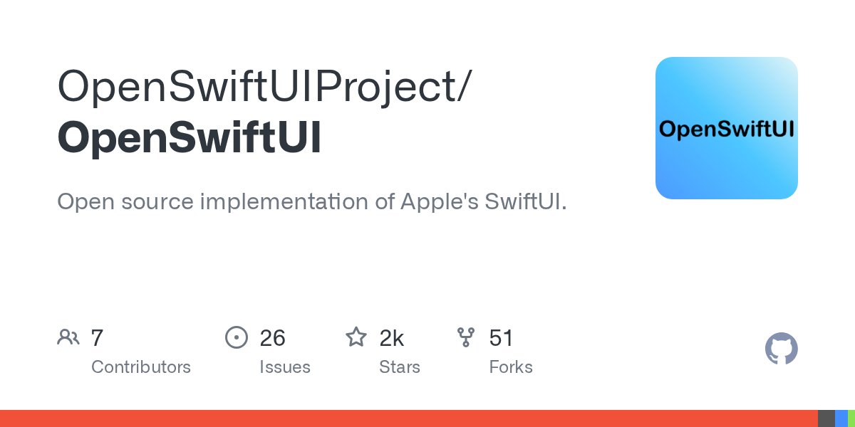 swift_mono's tweet card. Open source implementation of Apple's SwiftUI. Contribute to OpenSwiftUIProject/OpenSwiftUI development by creating an account on GitHub.