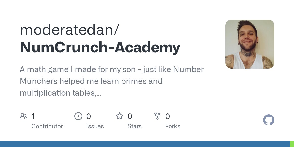 dan__brummitt's tweet card. A math game I made for my son - just like Number Munchers helped me learn primes and multiplication tables, but with cooler characters and a dinosaur bad guy to make it more intense. Free and open-...