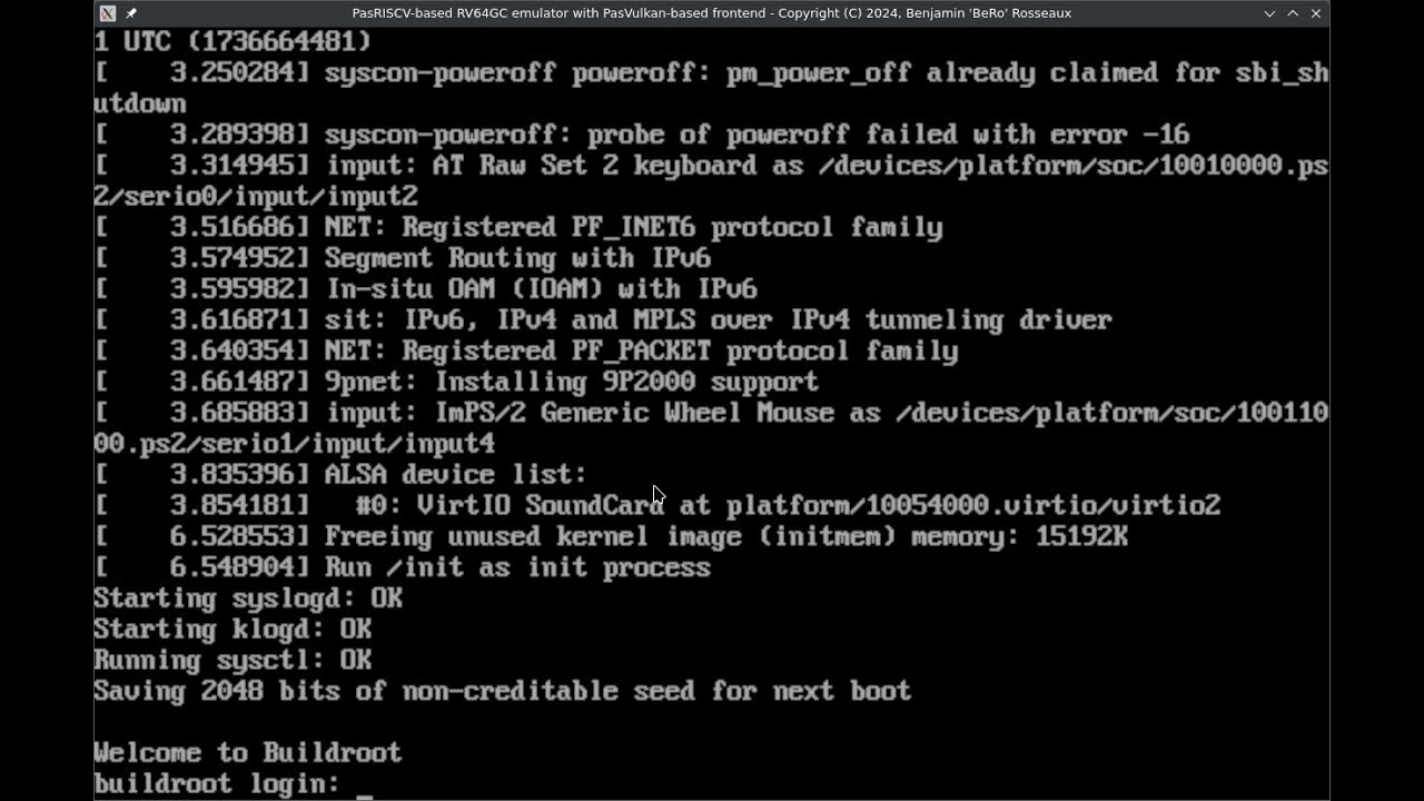 coder's tweet card. RV64GC RISC-V emulator PasRISCV now with Sound and host directory...